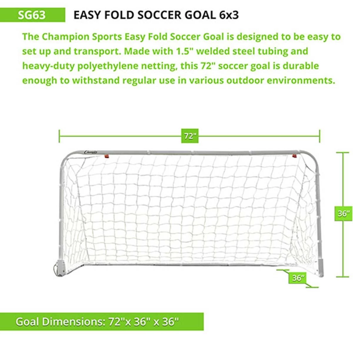 New ๐ Champion 3'x6' Easy Fold Soccer Goal ๐ 6 New ๐ Champion 3'x6' Easy Fold Soccer Goal ๐ - Image 6