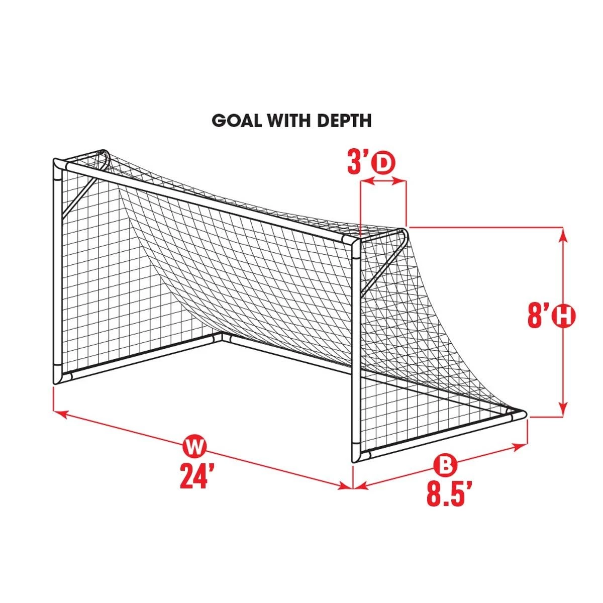 Brand new ๐ Kwik Goal 8'x24'x3'x8.5' Official Soccer Net, 3mm, WHITE, 3B1621 โ๏ธ 3 Brand new ๐ Kwik Goal 8'x24'x3'x8.5' Official Soccer Net, 3mm, WHITE, 3B1621 โ๏ธ - Image 3