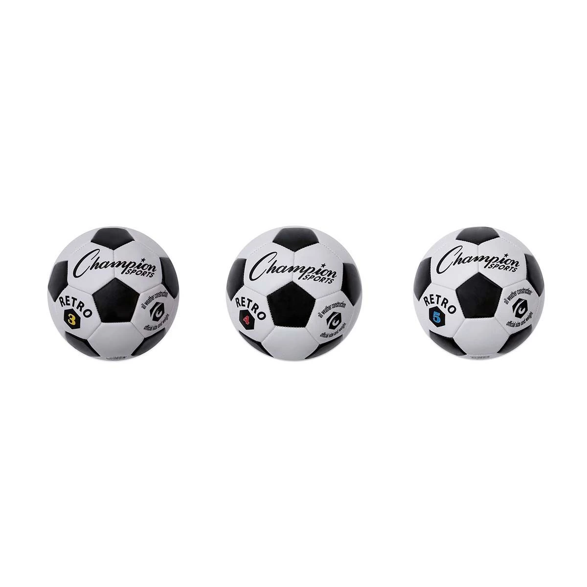 Discount ⌛ Champion Retro Black & White Soccer Ball, Size 3, 4 & 5 ❤️ 2 Discount ⌛ Champion Retro Black & White Soccer Ball, Size 3, 4 & 5 ❤️ - Image 2