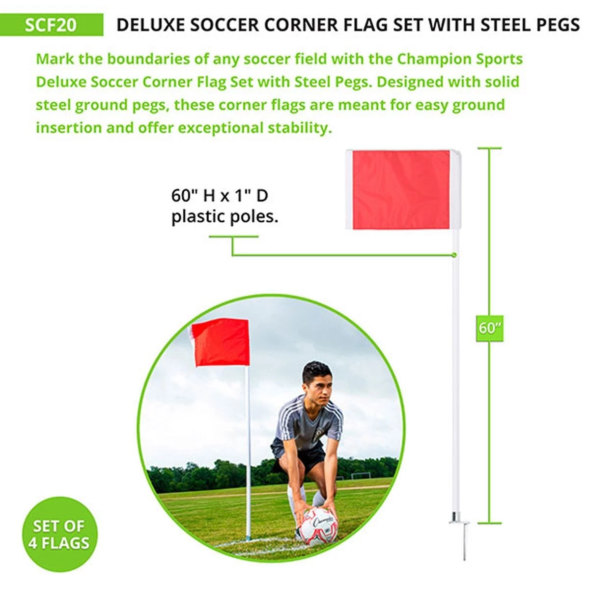 Discount π― Champion Official Soccer Corner Flags, set of 4, SCF-20 π 3 Discount π― Champion Official Soccer Corner Flags, set of 4, SCF-20 π - Image 3