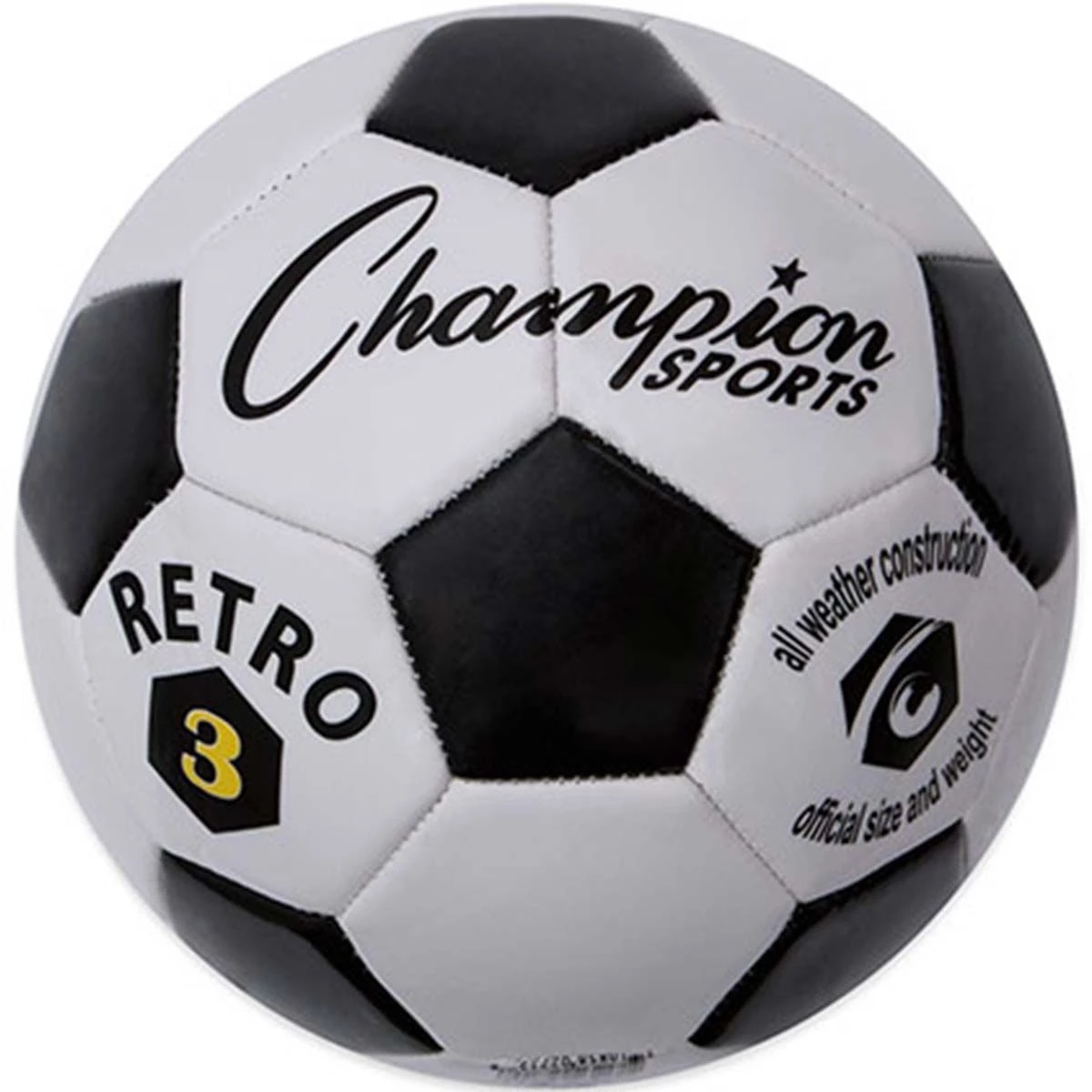 Discount ⌛ Champion Retro Black & White Soccer Ball, Size 3, 4 & 5 ❤️ 3 Discount ⌛ Champion Retro Black & White Soccer Ball, Size 3, 4 & 5 ❤️ - Image 3